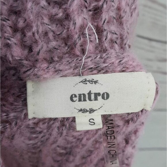 2/$15 Entro Chunky Sweater Pink Small Shaker Knit Slouchy Long Sleeve Cowl Neck - Picture 6 of 7